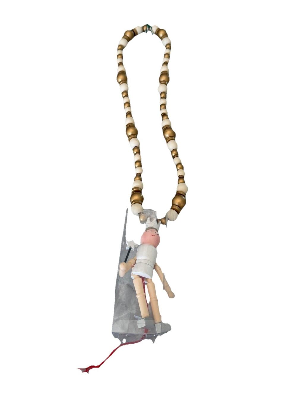 Simply Southern Wooden Beaded Gold Nutcracker Ballerina Holiday Necklace ~ NWT